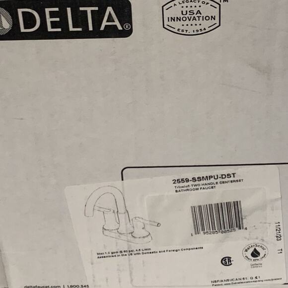 Delta Trinsic Two Handle Centerset Bathroom Faucet In Stainless - Picture 8 of 9